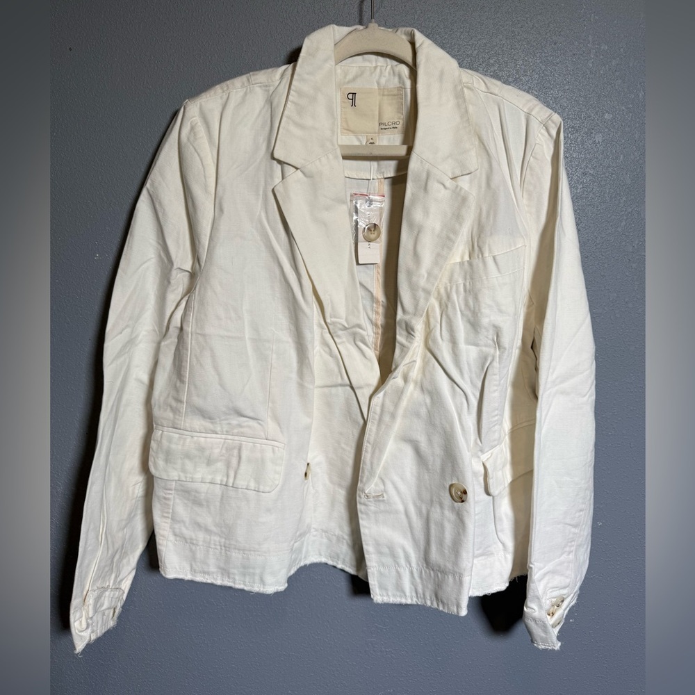 NWT‎ Anthropologie Pilcro Fray Hem Ivory Blazer- XL